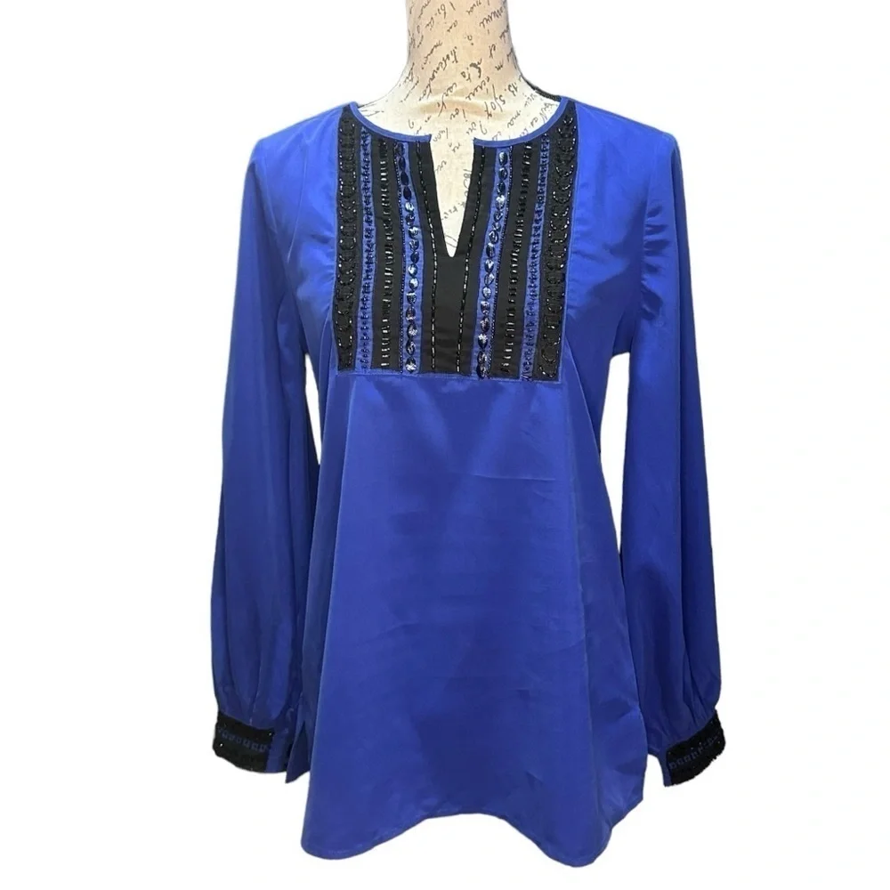 Chico's Blue and Black Tunic Top Size 0 (Chico's) / Small NWT